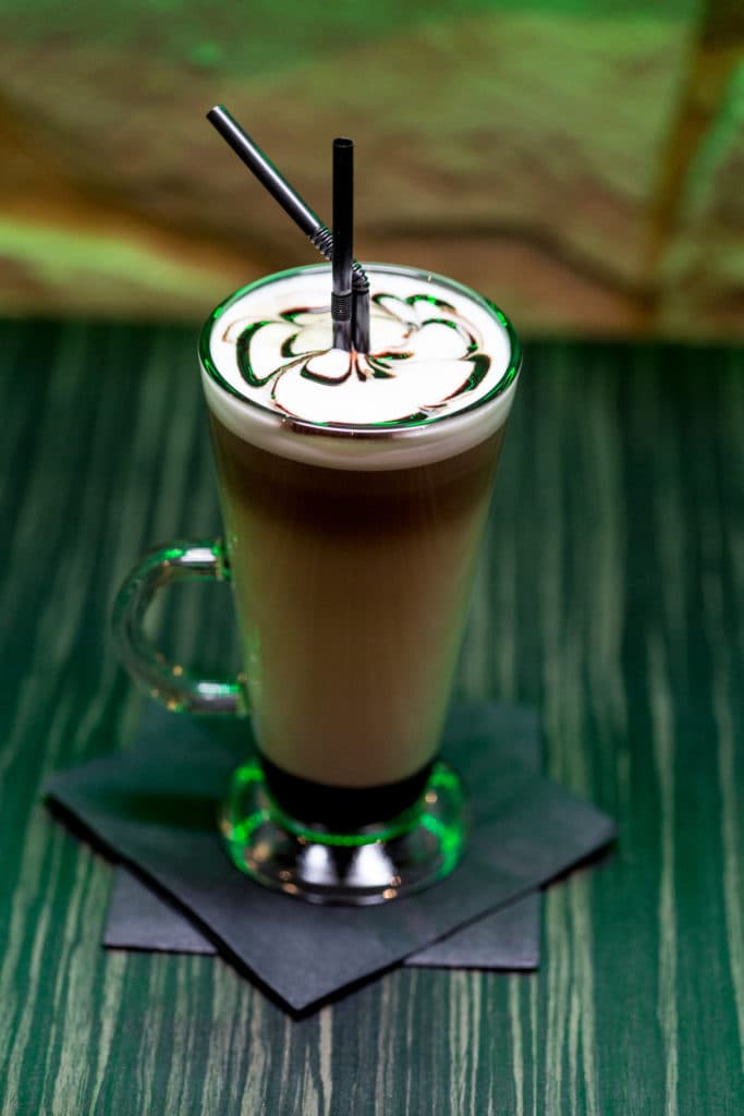 Layered coffee cocktail with foam